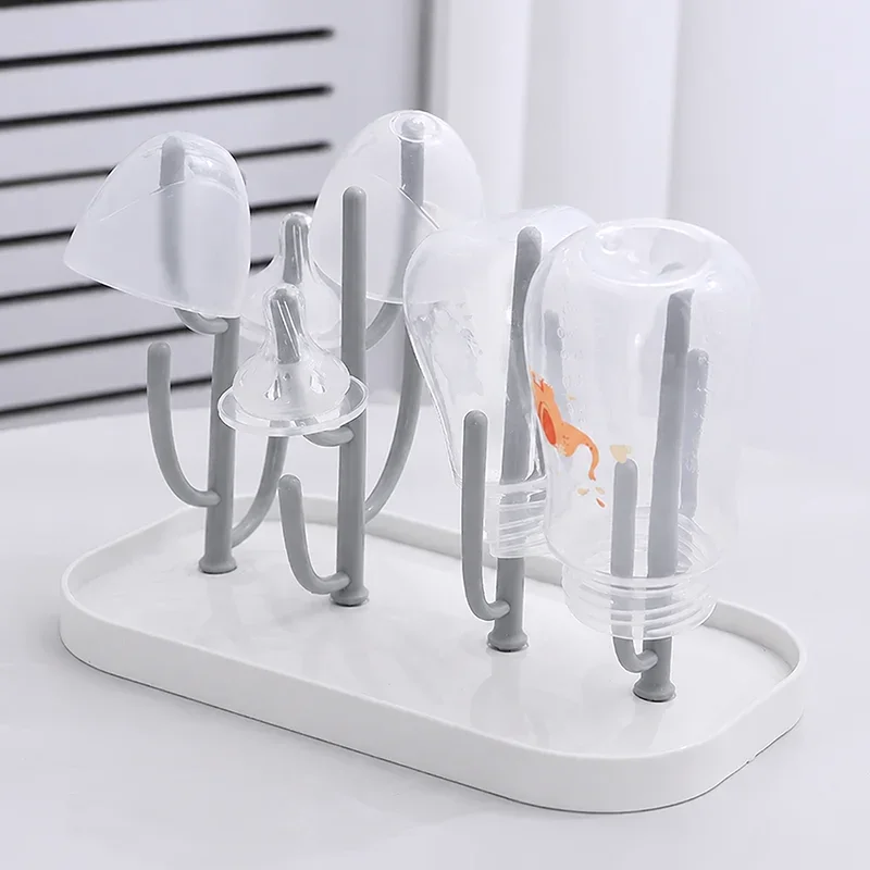 Baby Bottle Drying Rack, Tree Shaped Detachable Drain Stand for Nipples, Feeding Cup, Pacifiers and Small Tableware Storage Tray