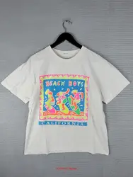 Beach Boys T shirt size large California neon surfing style rare colorful vtg long or short sleeves