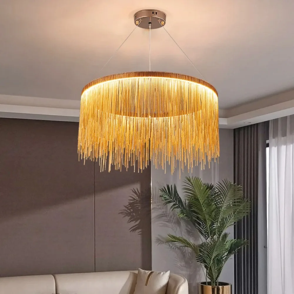 modern art decor tassel pendant lamps chain chandelier for bedroom living room restaurant lights 110v 220v 2024 01