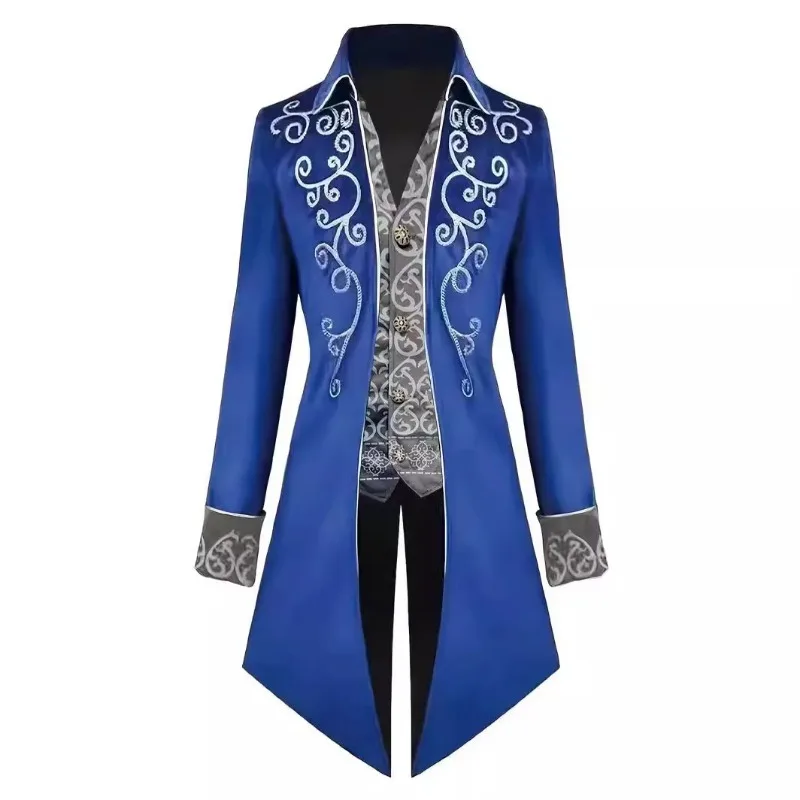 Men's Steampunk Cosplay Costume Vintage Tailcoat Jacket Gothic Victorian Frock Coat Uniform Halloween Carnival Party Outfits