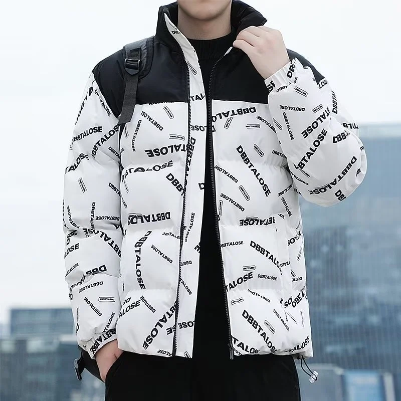 

Men's Stand Collar Thiened down Cotton Jaet Loose Fit Faionable Korean Sle Winter Outerwear Youth Stand Size