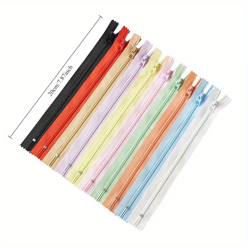 10pcs 3# Nylon Closed Tail Zipper Bag DIY Short Zipper Like Nose Head Lockless Multi Color