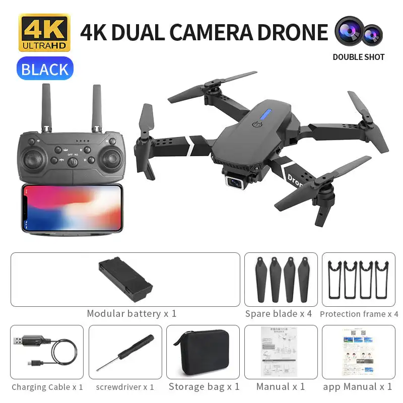 Quadcopter Drone HD 4k Camera UAV Photography Unmanned Aerial Vehicle Remote Control Aircraft With Box and Battery