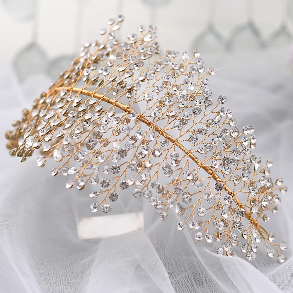 Rhinestone Headband Gold/Silver Fascinators For Women Chic Wedding Hair Accessories Jewelry For Bride Glitter Women’s Head Band