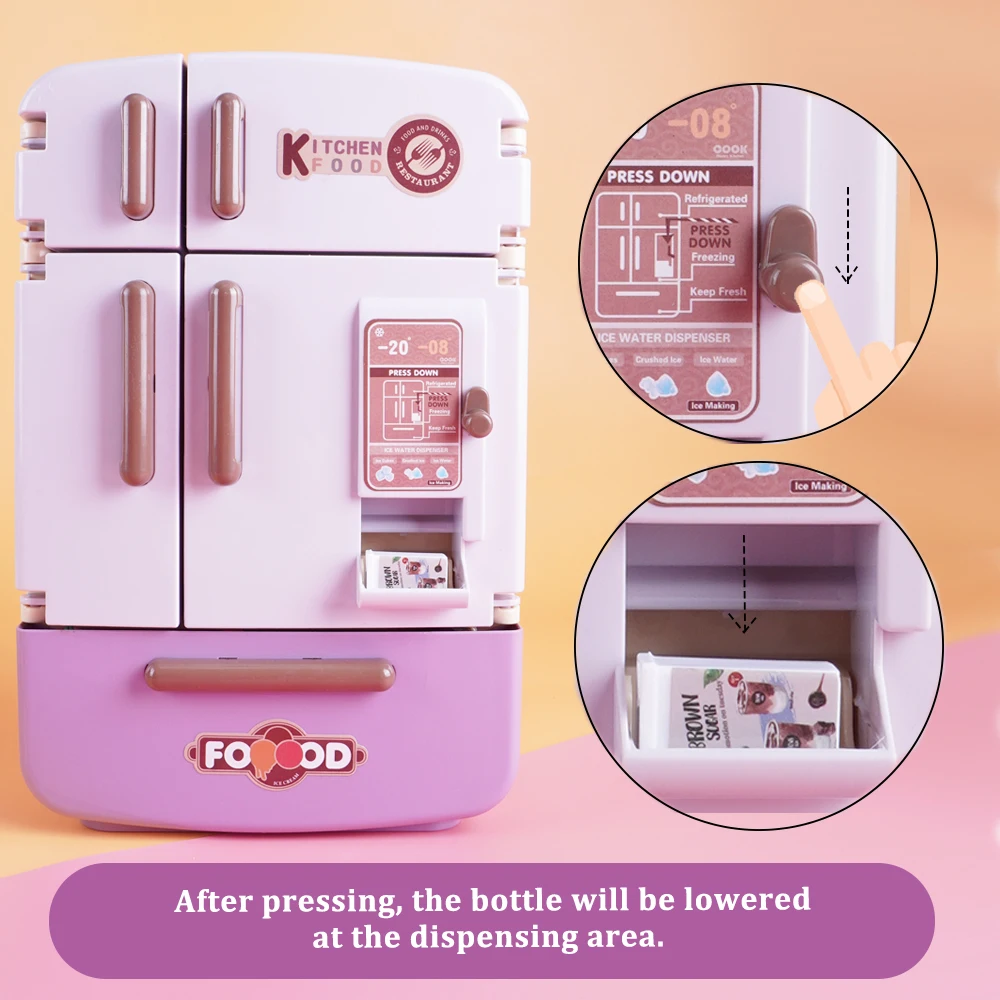 귀여운 시뮬레이션 마이크로필름 가구 더블 문짝 냉장고 1:12, 인형의 집 주방 모델 장식, 소녀 생일 선물