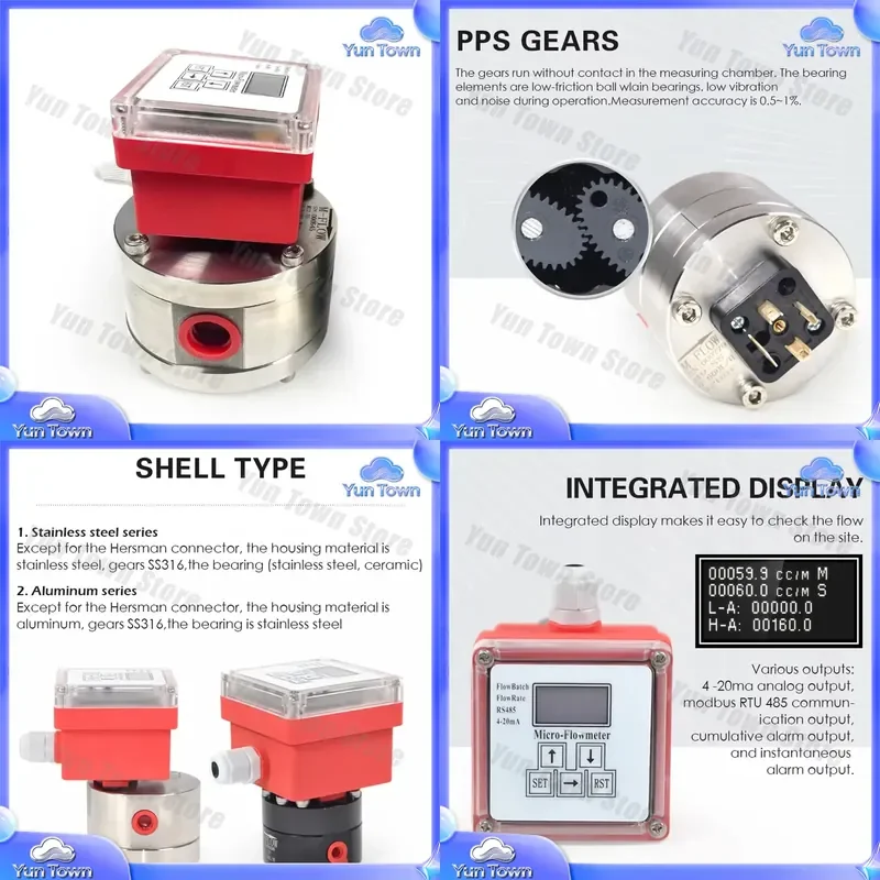Digital Display Micro Gear Flow Meter for Industrial Fluid Measurement Flow Rate Monitoring for Water Oil Fuel