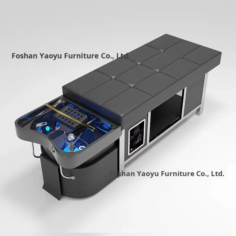 Modern Stainless Steel Frame PU Leather Massage Table with Water Circulation Fumigation for Hair Salon Barber Shop