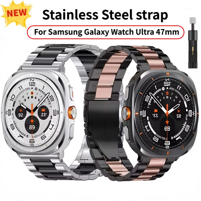 Tali Logam untuk Jam Tangan Samsung Galaxy Ultra 2025 47mm Gelang Nyaman dari Baja Tahan Karat untuk Jam Tangan Galaxy 7 Ultra 47mm Correa