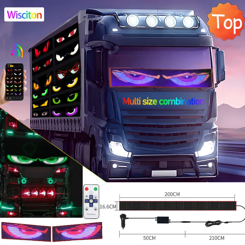 

LED Car panel Truck Car Devil Eye LED Pixel Panel Light Remote Control Soft Foldable Lighting Scrolling For Board big truck Ligh