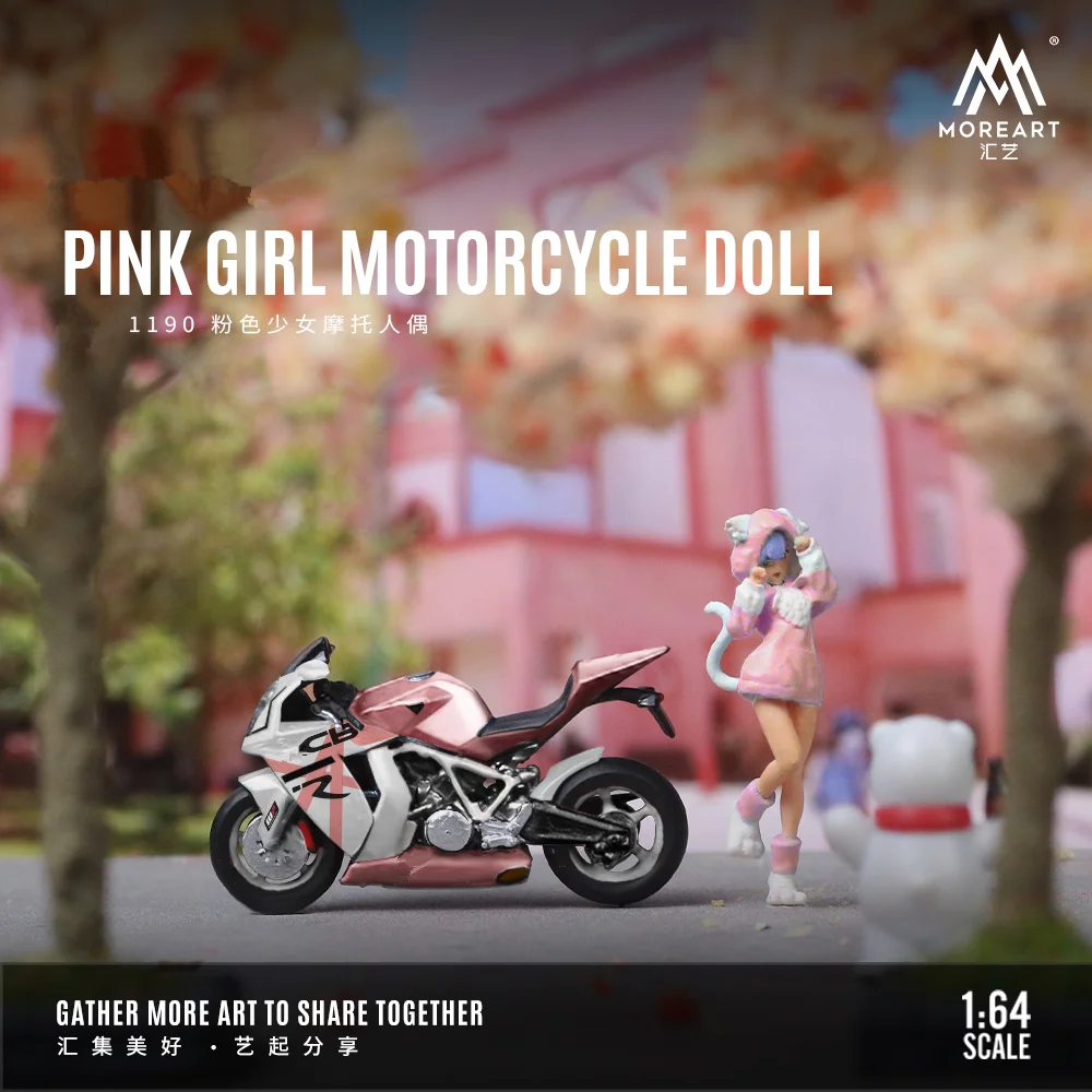 More Art 1:64 1190 Pink Girl Motorcycle DOLL Display & Collection & Gift