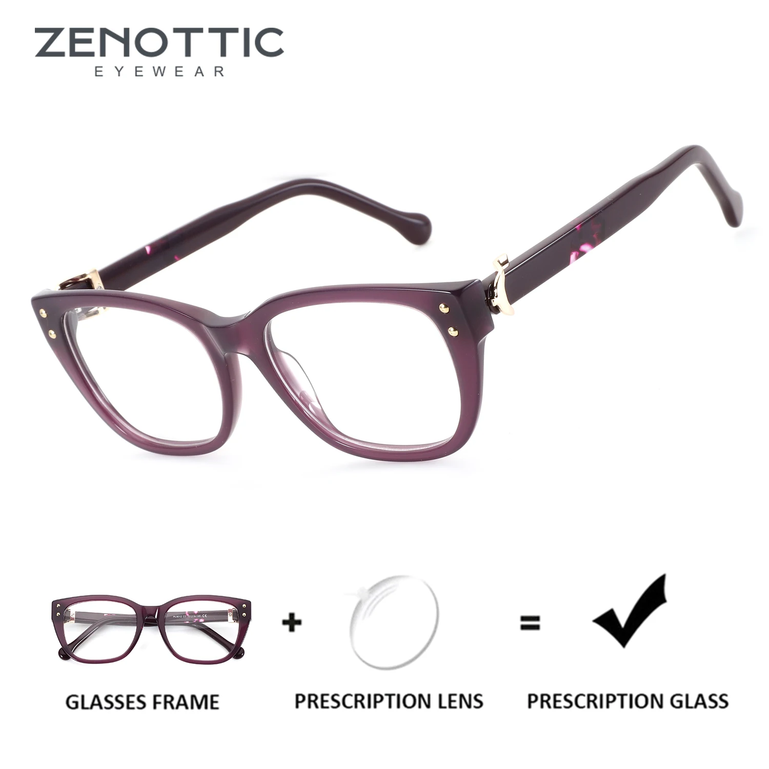 

ZENOTTIC (M Size）Prescription Eyeglasses For Women Acetate Butterfly Multifocal Lenses Computer