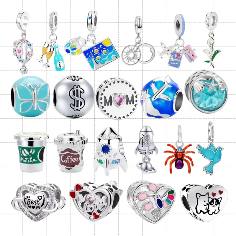 2026 Neue Original 925 Sterling Silber Perlen Anhänger Flugzeug Herz Original Design DIY Armband Damen Mädchen Schmuck Überraschungsgeschenk