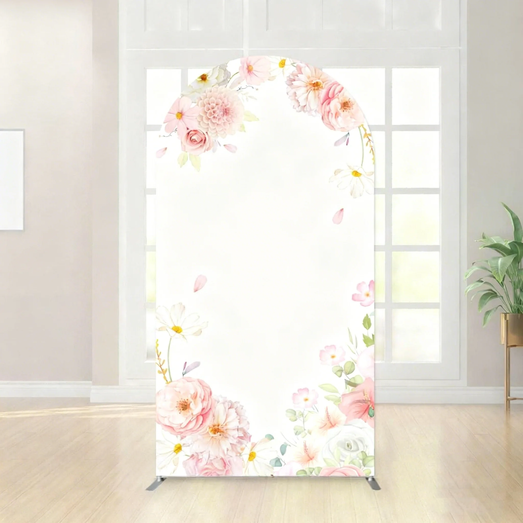 LS Custom 2-Sided Quinceanera Princess Dress Floral Bow Girl Birthday Party Covers Chiara Arch Background Decor Backdrop Photo