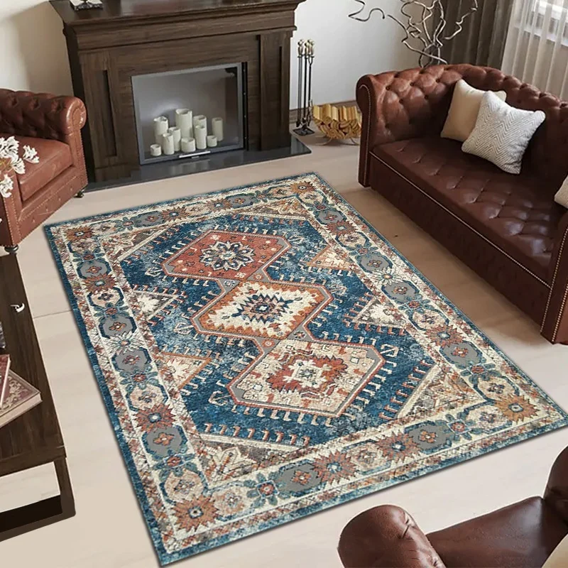 VIKAMA American Vintage Carpet Crystal Velvet Large Area Living Room Rug Light Luxury Sofa Coffee Table Mat Study Bedroom Rug