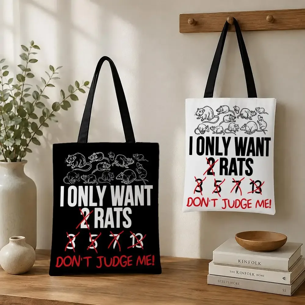 Cartoon Animal Rat Print Storage Bags Canvas tote bags reusable shopping bags perfect for work daily commutes