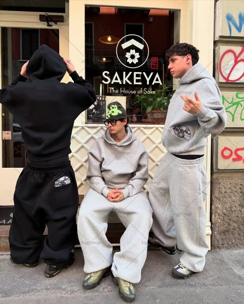 

Trendy Brand Casual Men's Suit High Street Retro Oversized Hoodie Men Y2K 2025 Hip-hop Harajuku Goth Loose Wide-leg Pants Women