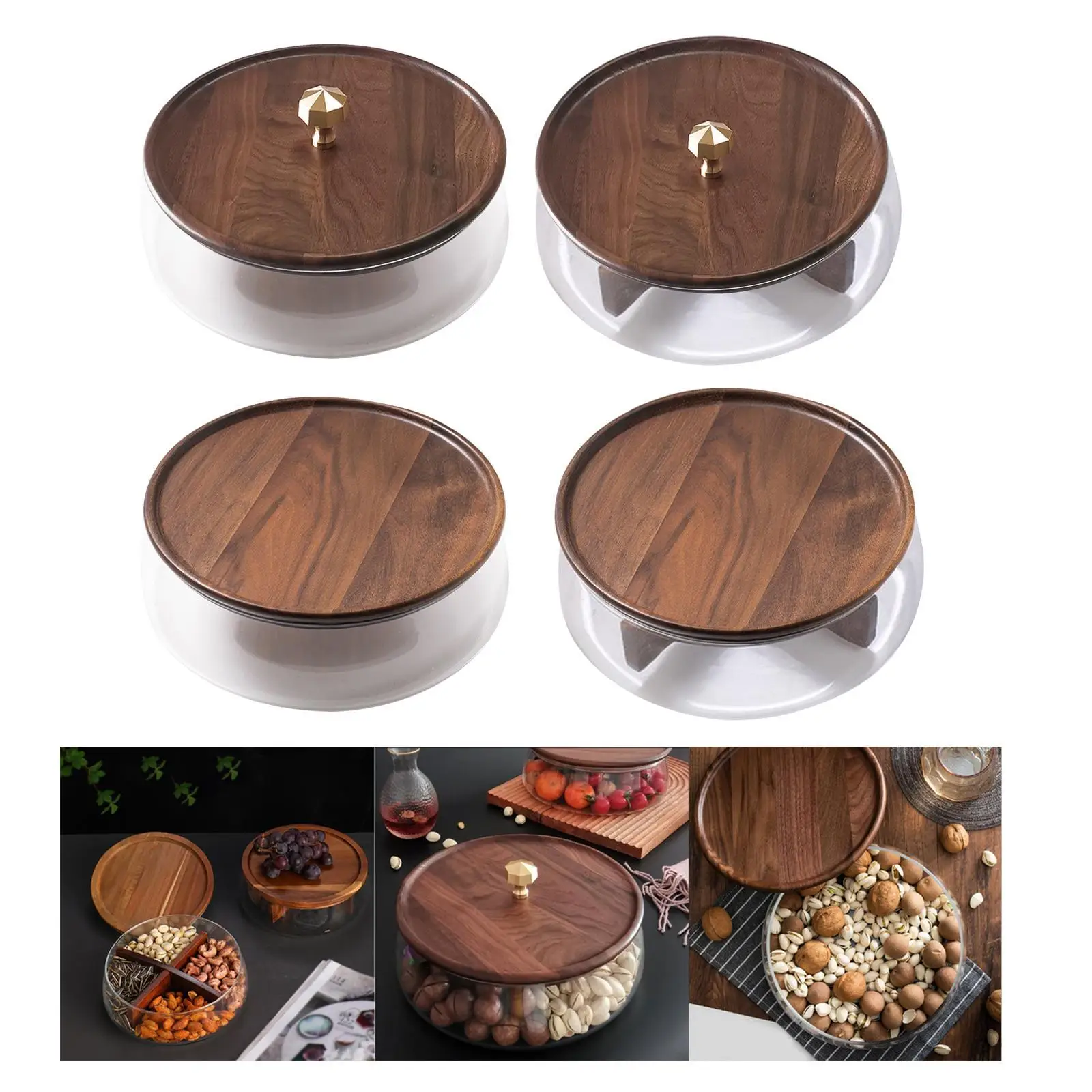 

Стеклянный контейнер для хранения продуктов, поднос для сервировки еды с крышкой, герметичный контейнер для хранения орехов, сервировочное блюдо для конфет, десерта