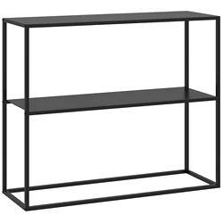 Homcom Console Tafel Industriële Stijl Met Rolplank 90X30X75Cm Zwart