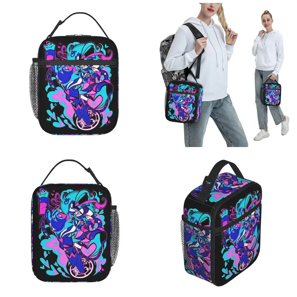 Ozzie Fizzarolli Hazbins Hotels Insulated Lunch Bags Leakproof Lunch Container Cooler Bag Tote Lunch Box School Bento Pouch