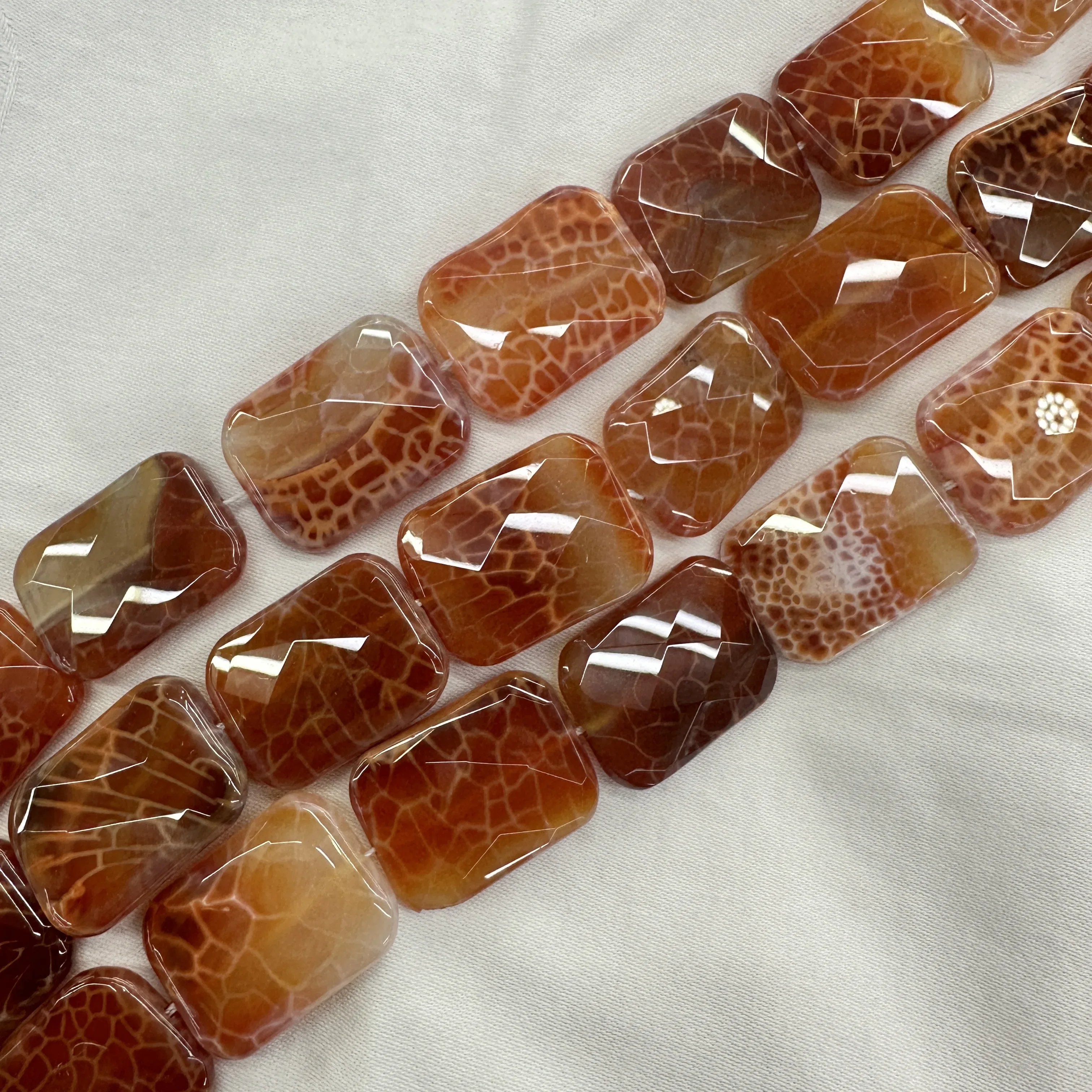 جديد قسط الحجر الطبيعي الخرز-30*40 مللي متر مربع قطع الأحمر النار العقيق مزيج اللون ل قلادة سوار ذاتي الصنع 15 "هدية بالجملة