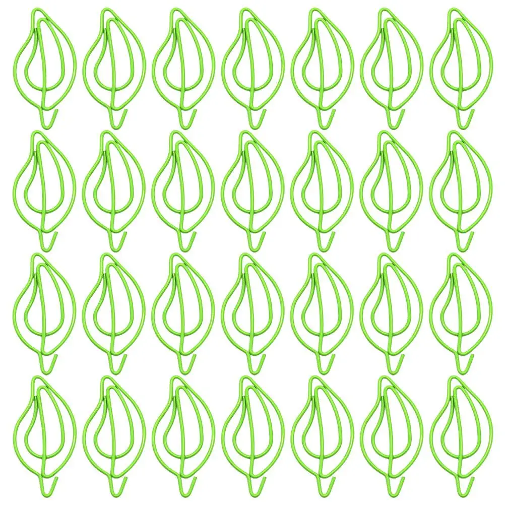 

50 Pcs Leaf Shaped Paper Clips Green Colorful Office Stationery Bookmarks Note Holders Scrapbooking Decoratives