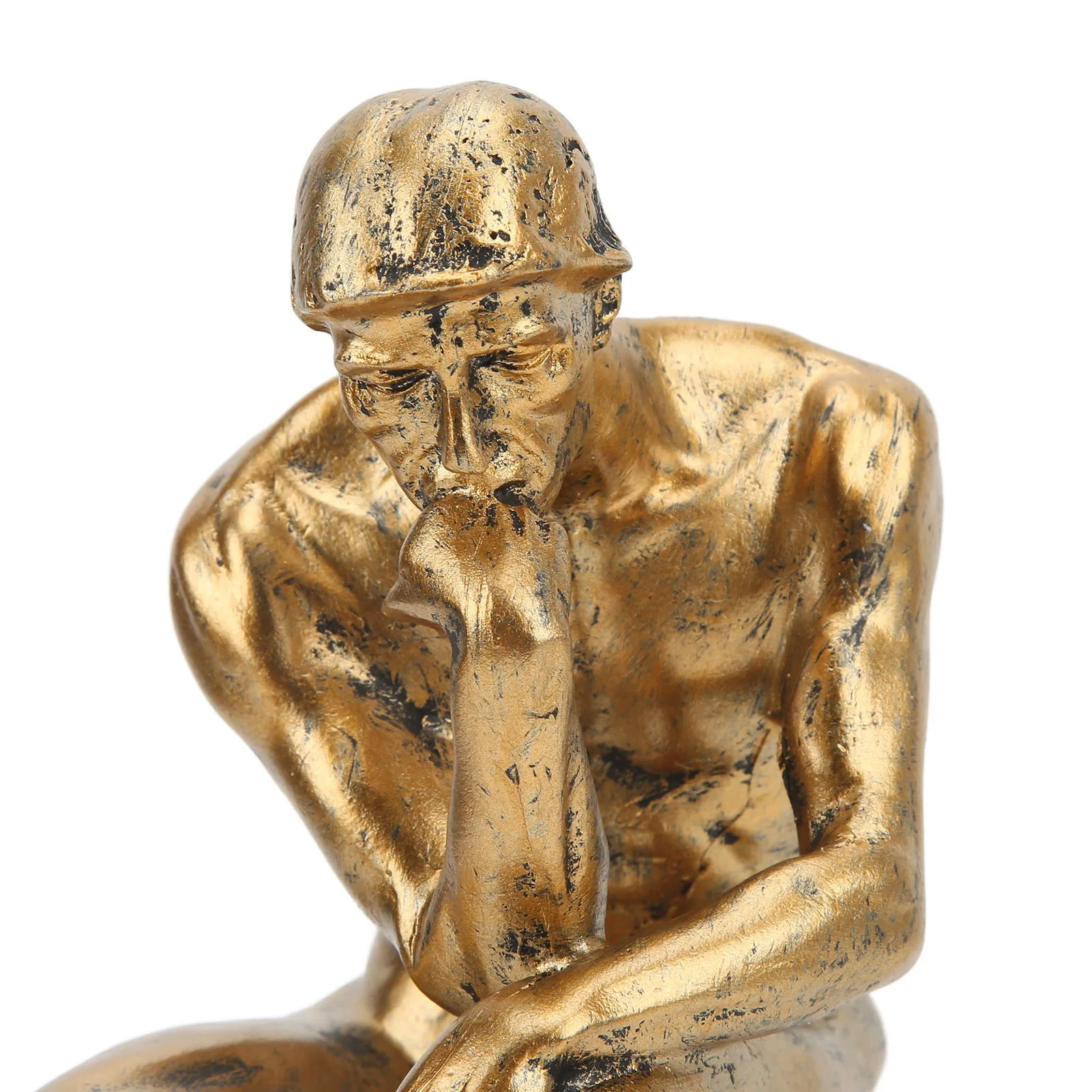 New Resin Sculpture Thinker Statue Resin Sitting Pose Thinker Sculpture Art Craft Gold Thinker Figurine Office Decor