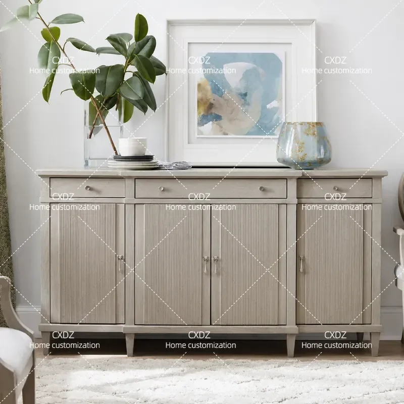 Rural Solid Wood Dining Side Cabinet Entryway Shoe Storage Antique Small Apartment Restaurant Locker Dish Cupboard