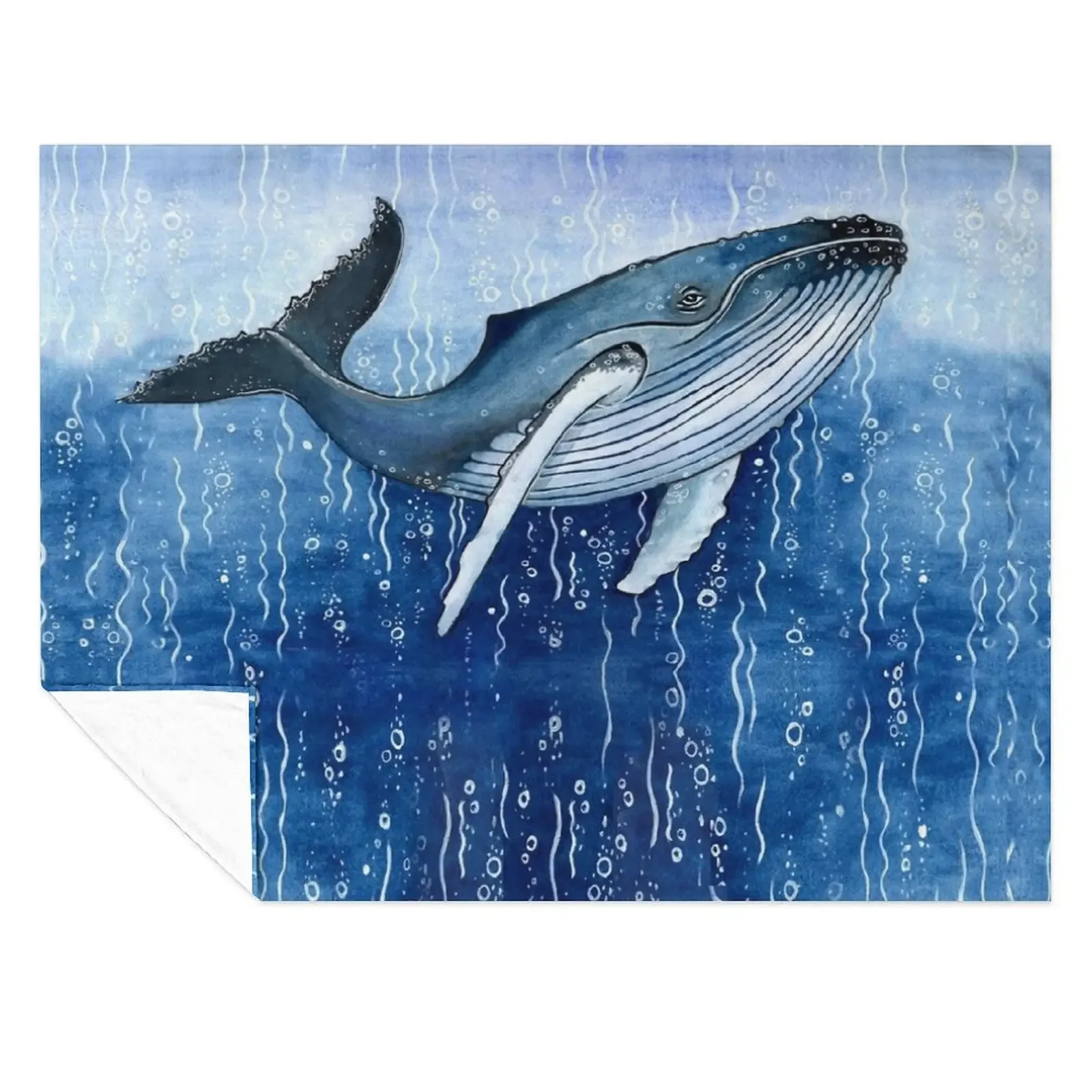 

Humpback Whale in the sea in watercolour Throw Blanket Decorative Sofa halloween Luxury Brand Designers Blankets