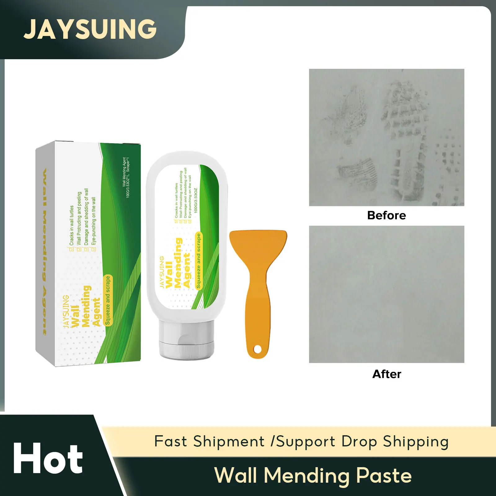 

Wall Mending Paste Wall Repairing Ointment Grout Beautiful Paint Nail Hole Quick-Drying Agent with Scraper Wall Restore Cream