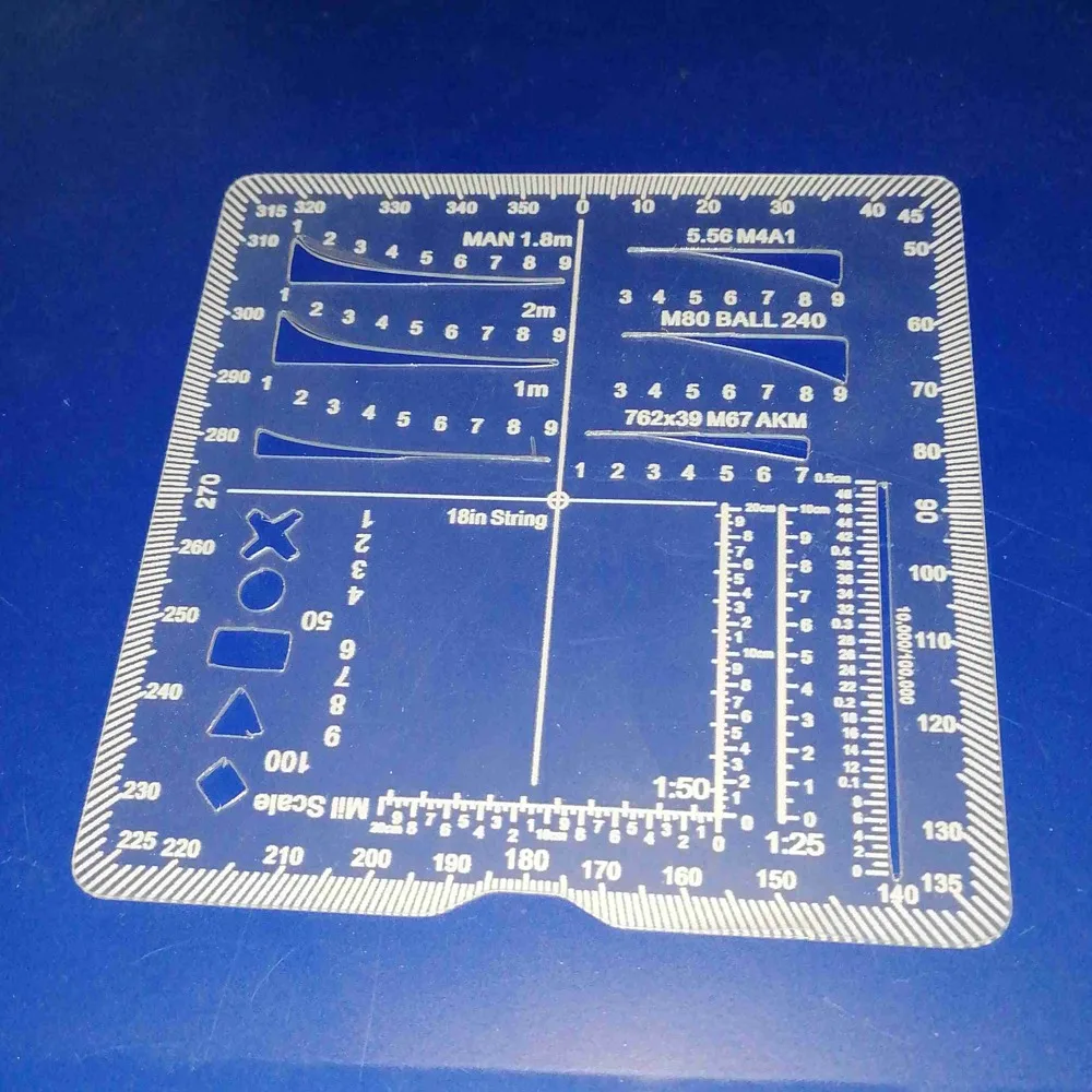 Acrylic Range Finder Card Square Outdoor Auxiliary Ruler Coordinate Grid Reader Hunting Ruler Auxiliary Rangefinder