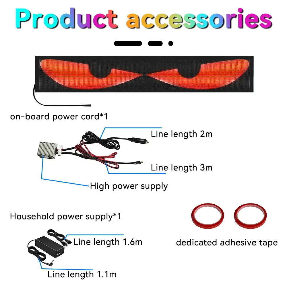 2 PCS Devil's Eye Truck Soft Screen Light Car Car Atmosphere Eye Light Bluetooth Dynamic LED Flexible Advertising Screen