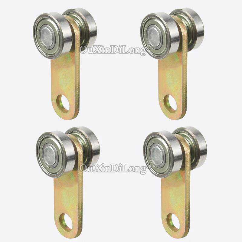 

4PCS Metal Sliding Door Rollers Industrial Orbital Dual Bearing Wheels Slide Rail Sliding Door Hanging Pulleys Loading 50KG/PCS