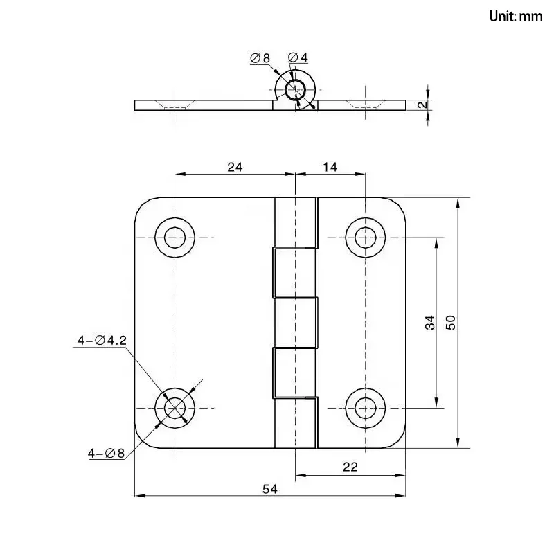 4 Pieces Asymmetrical Butterfly Shaped Square Corner Hinge 304 Stainless Steel for Industrial Equipment Cabinet Doors