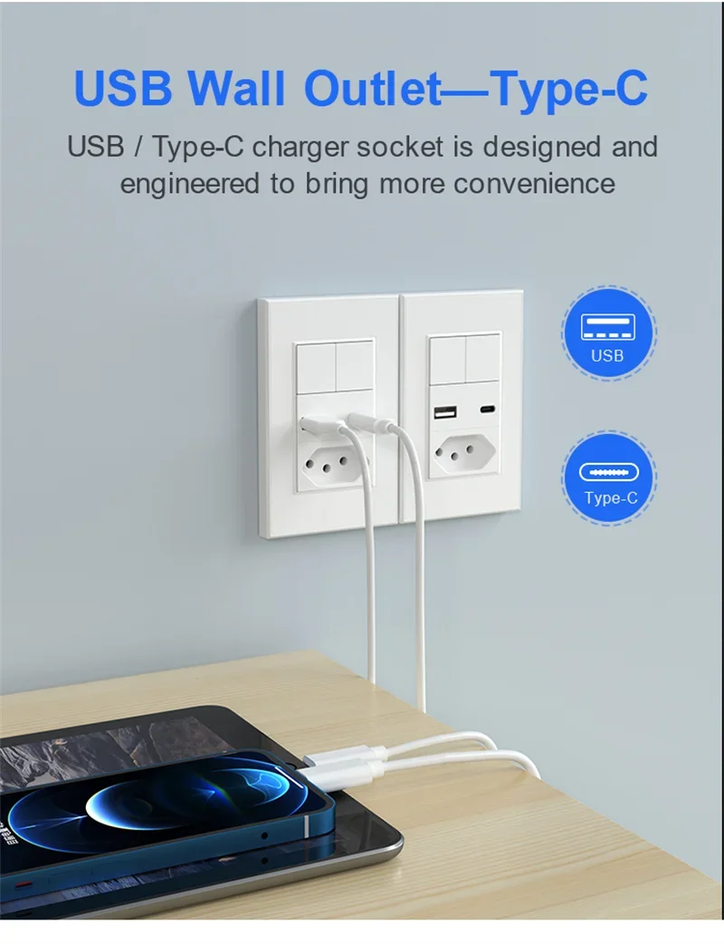 Brazil Smart Switch & Socket Tuya Wifi / Zigbee 2 Gang Button Smart Light Switch Outlet Voice Control work for Alexa Google Home