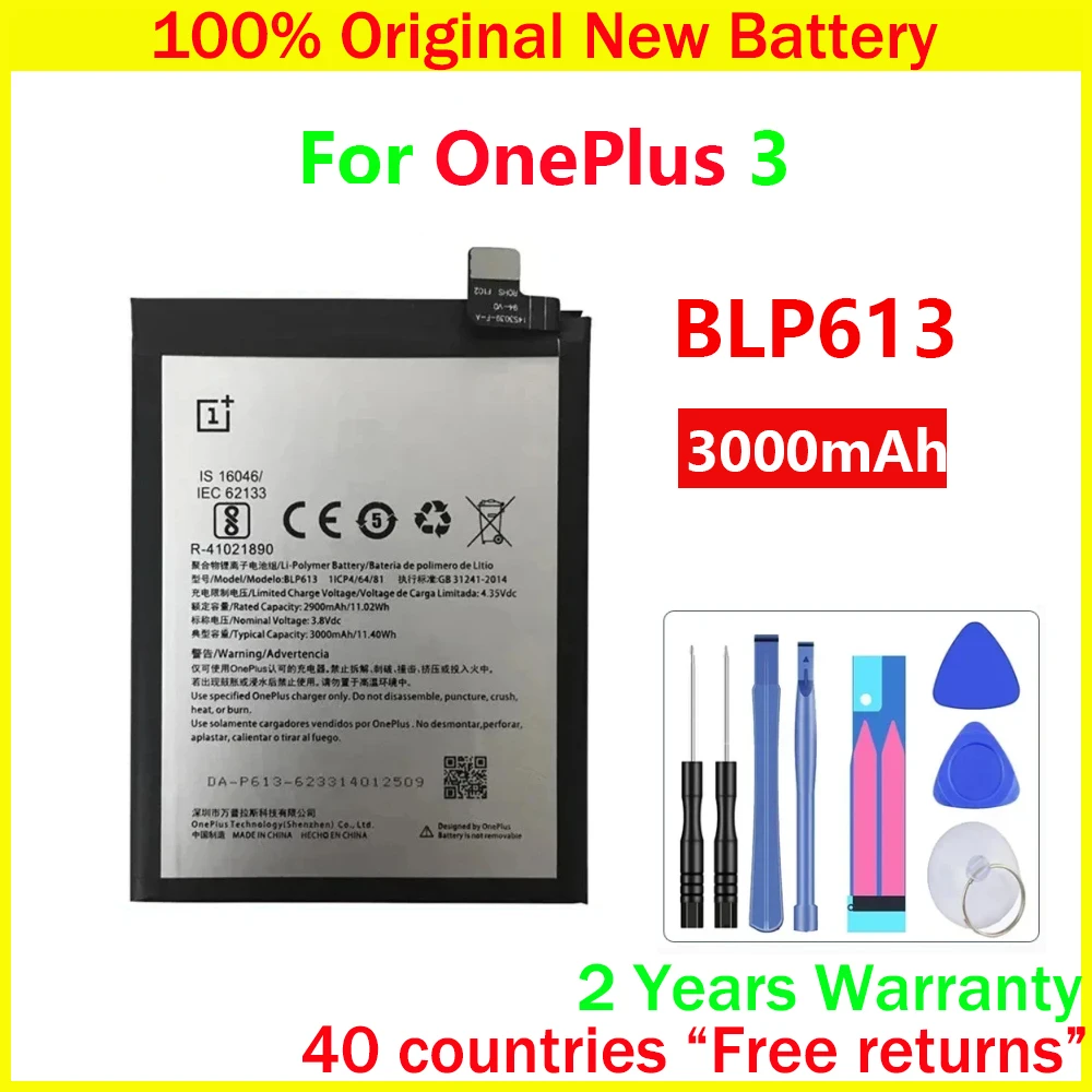 

New Original BLP613 Phone Battery For OnePlus 3 One Plus 3 3000mAh Replacement Batteries With Free Tools