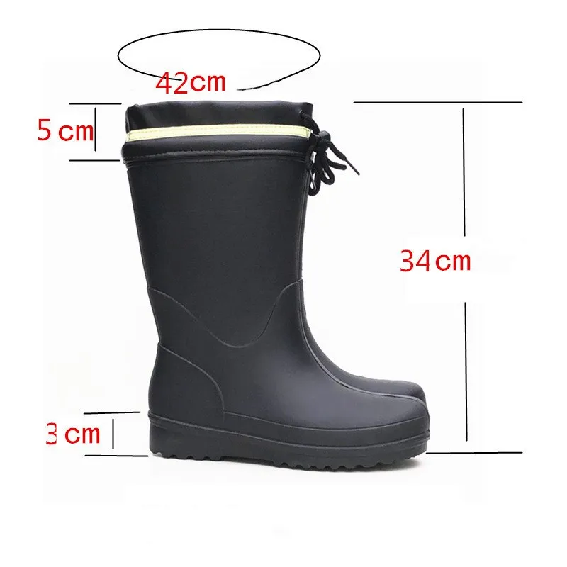 Autumn Winter Warm Plus Velvet Rain Boots EVA Lightweight Thick Non-slip Waterproof Men Women Outdoor Fishing Boots Wading Shoes