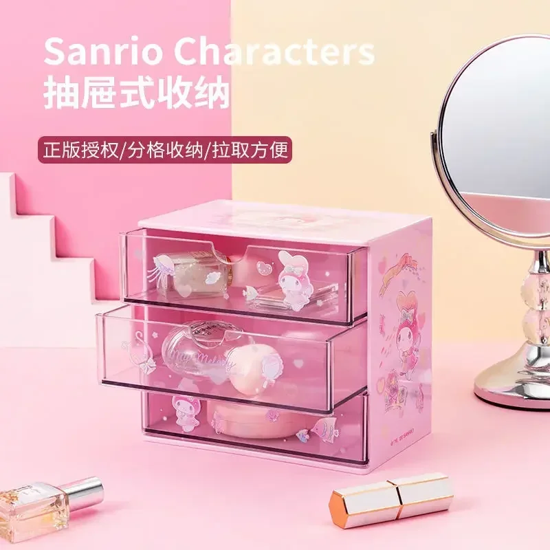 

Miniso Kawaii Anime Cinnamoroll My Melody Drawer Jewelry Storage Box Cute Cartoon Sanrio PomPomPurin Delicate Case Gifts Toys