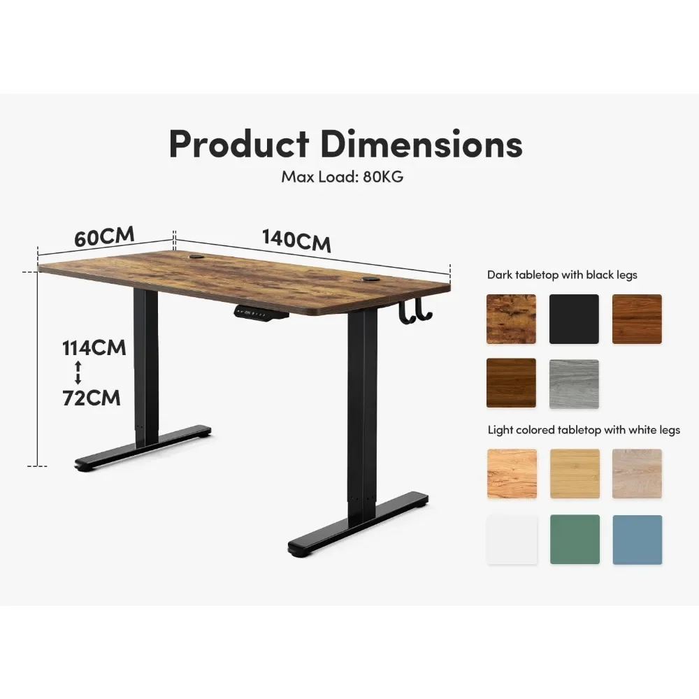 Office Desk, 55 X 24 Inch High Adjustable Upright Office Desk, Sitting Upright Home Office , Computer Desk, Rustic Brown