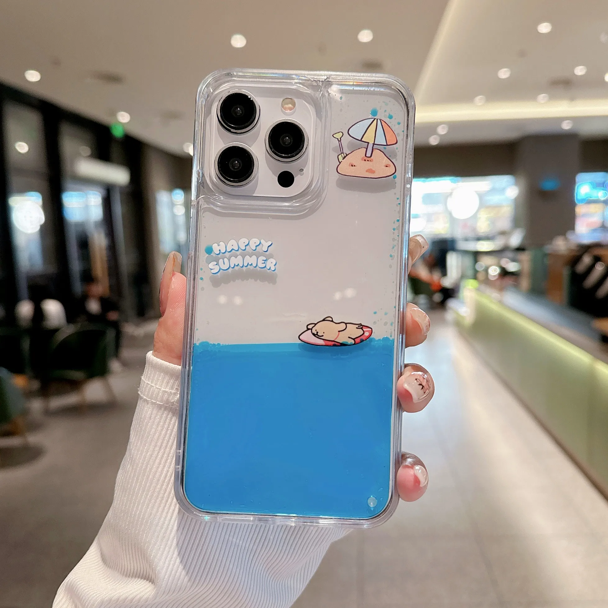 

for 15promax Funny Surf Puppy Liquid ins Case For 15 14 13 12 Pro Max Transparent Hard Acrylic Anti Shockproof Protection Cover