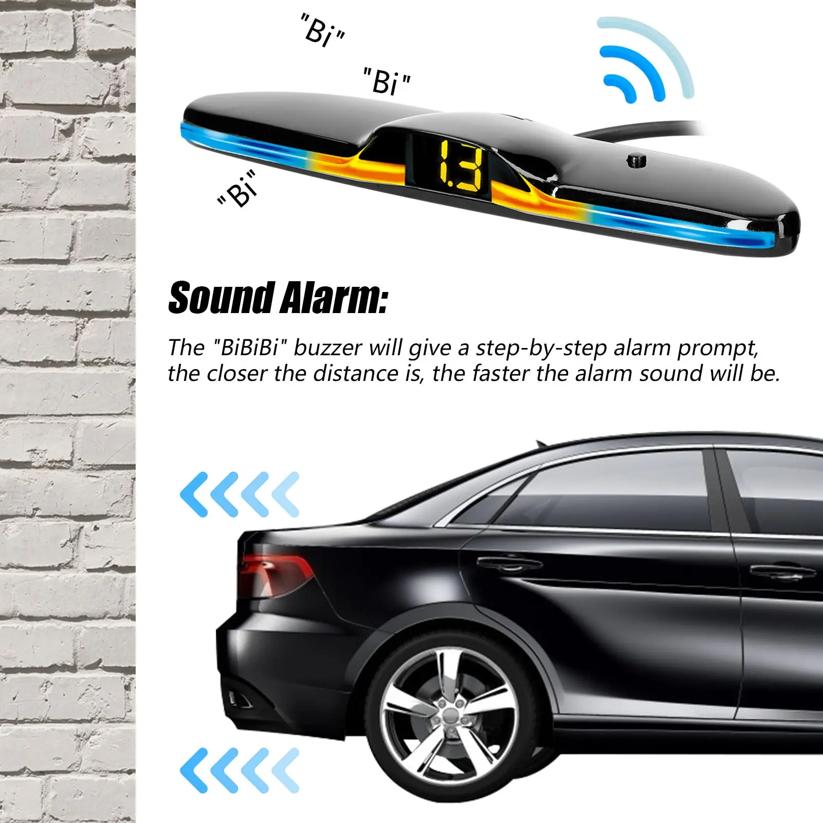 Car Parking Sensor 4 Parking Sensors Rear Reversing Radars System Distance Detection LED Light Distance Display Warning Buzzer