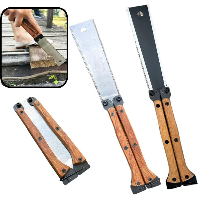 Camping Hand Saw Outdoor Mini Pocket Folding Saw with Double Edges Pull Saw Blade Wood Saw for Woodworking for Camping Garden