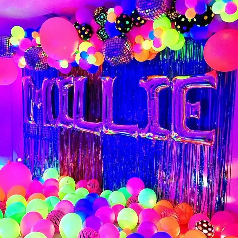 10/20/30Pcs palloncini al Neon palloncini di buon compleanno palloncini a bagliore UV Blacklight decorazioni per feste di compleanno arco a