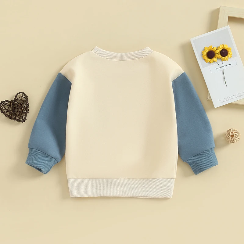 Toddler Baby Girl Boy Sweatshirts Long Sleeve Crew Neck Contrast Color Pullovers Tops Cute Infant Winter Clothes