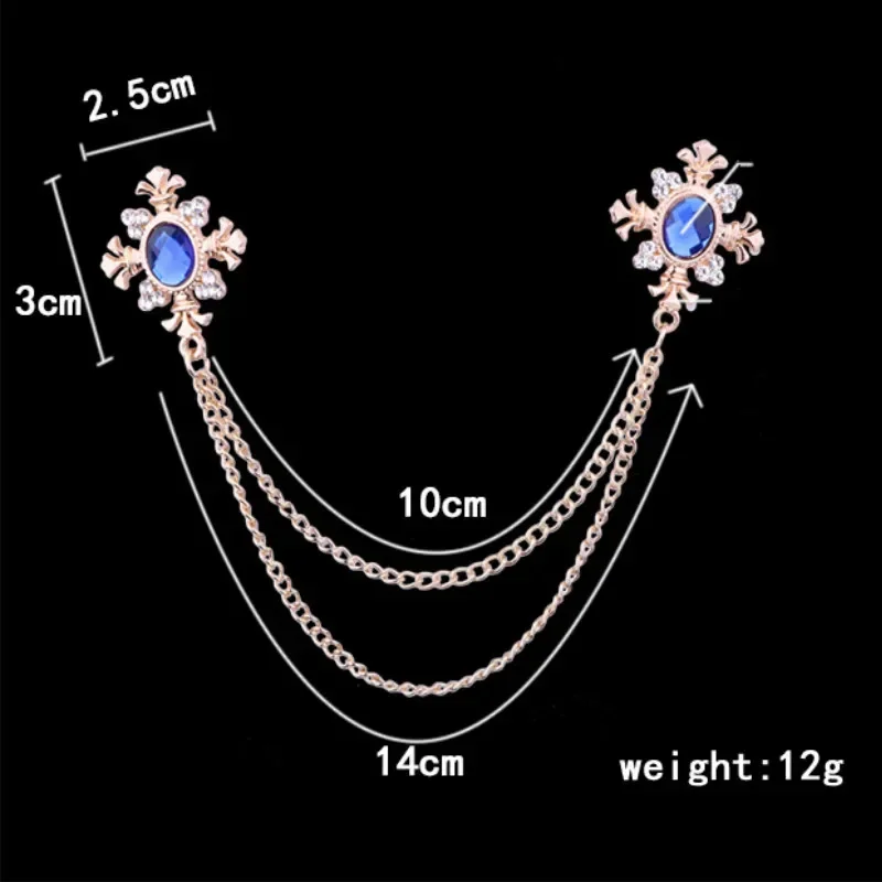 دبوس ربط على شكل سلسلة متقاطعة من الكريستال بشرابة - بروش بياقة قميص نسائي، مشبك دبوس ذو طية صدر السترة مخصص، إكسسوارات نسائية أنيقة #5