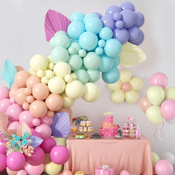 107pcs Macaron Color Balloon Garland Arch Kit Wedding Birthday Party Decor Ballon 1st…
