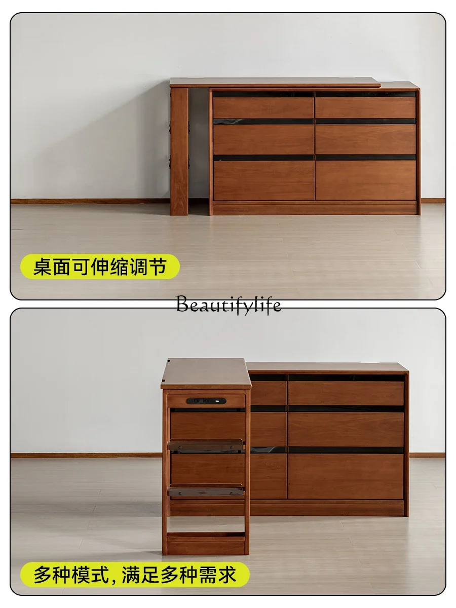 

07 Solid Wood Dressing Table Nordic Japanese Modern Simple Storage Integrated Corner
