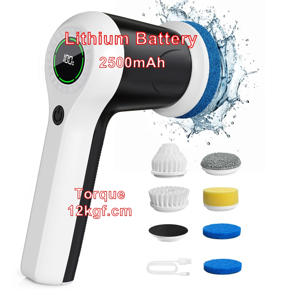 

Electric Spin Scrubber Cleaning Brush Scrubbing Kitchen Bathroom Electric Spin Scrubber for Toilet Tile Dish Sink