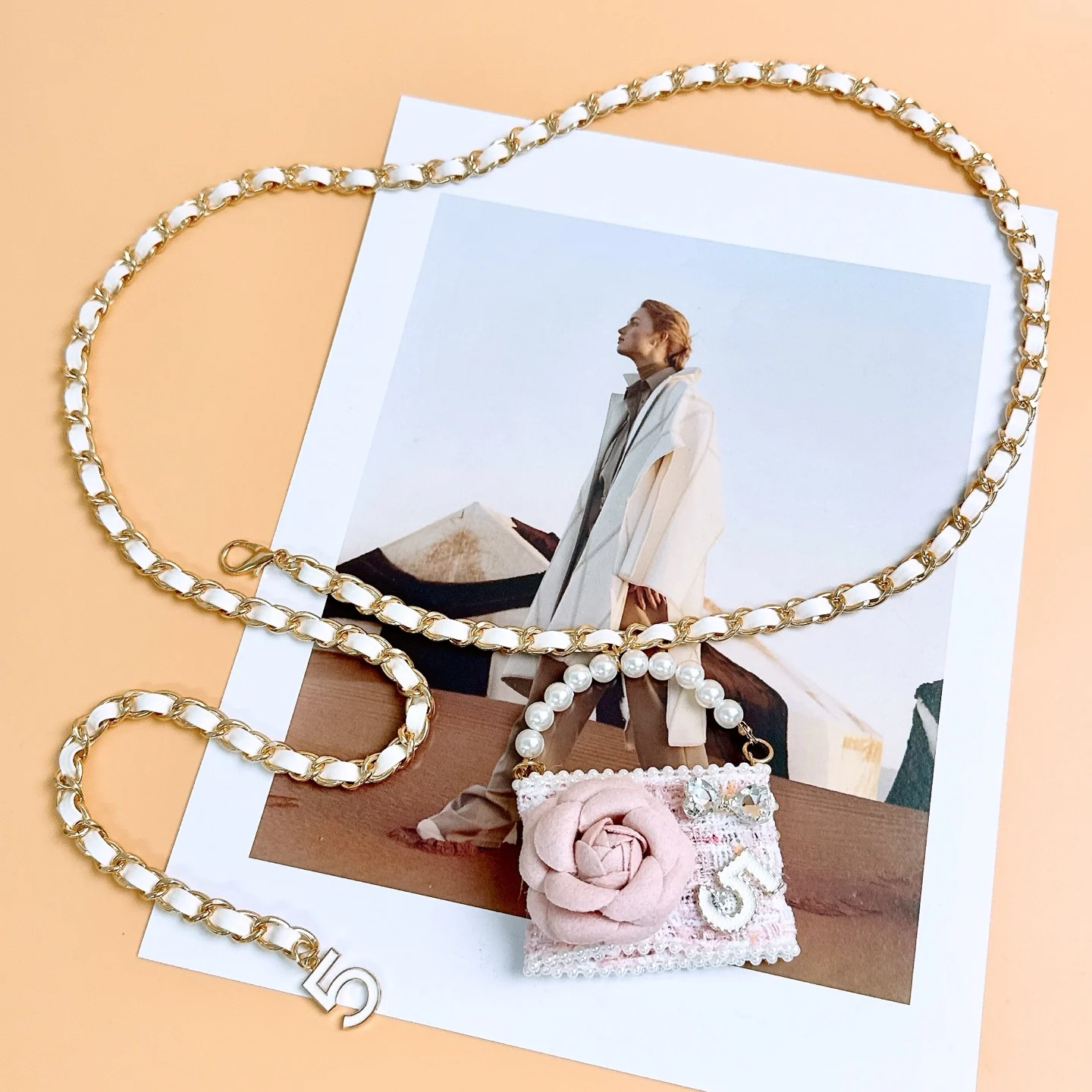 Big Camellia PU Chain  Belts for Dress Jean Skirt, Leather Braide Bohemia Style