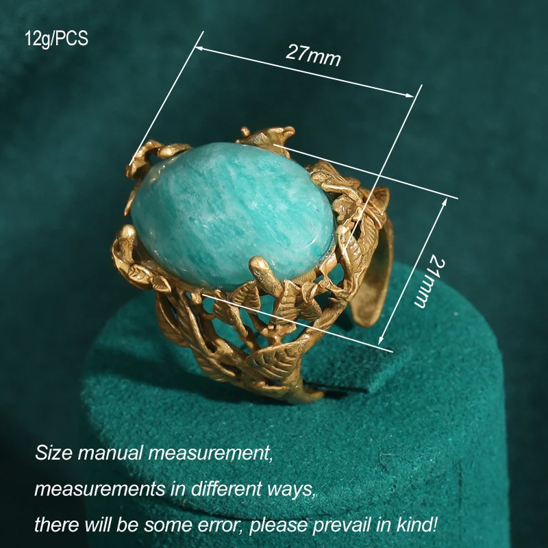 Vintage Nature Art Emerald Ring | 18K Gold-Plated & Copper | Bezel-Set Craftsmanship