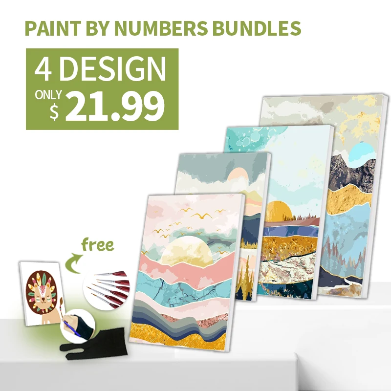 RUOPOTY 4pc/lot DIY Painting By Number 40x50cm Shop in Bundle Abstract Mountain Landscape Gift Home Decor Picture By Number